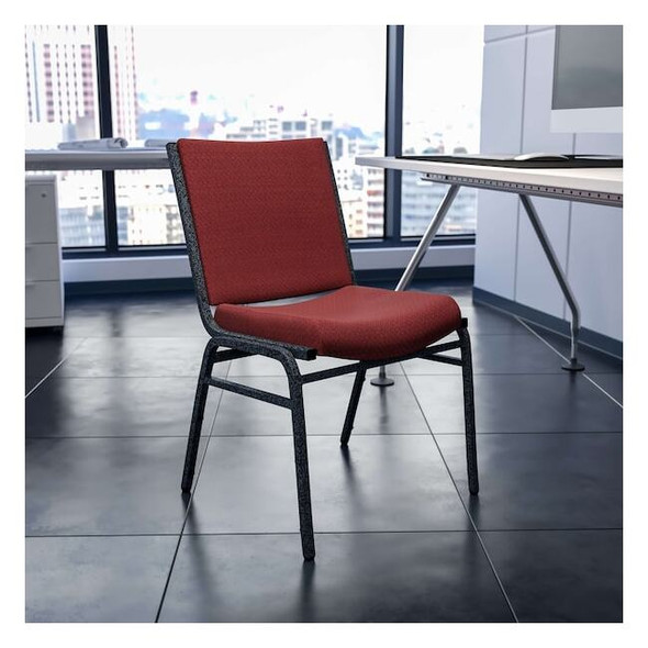 HERCULES Series Heavy Duty Burgundy Patterned Fabric Stack Chair,PK4