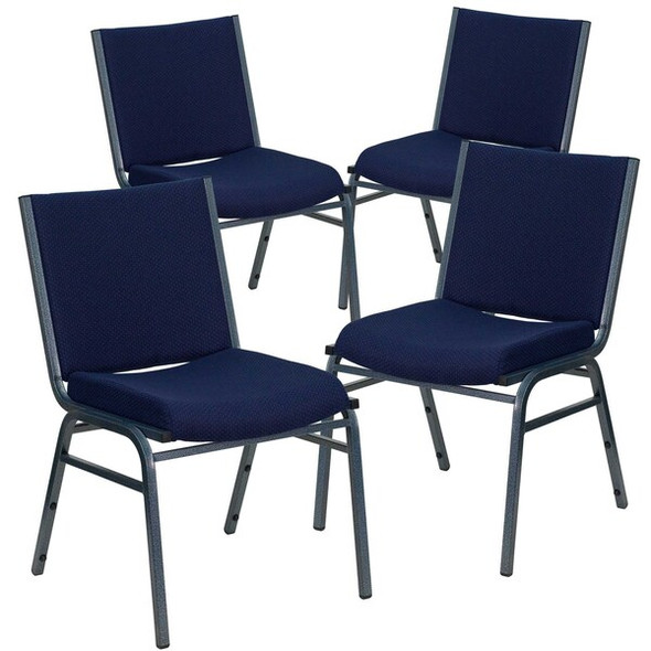HERCULES Series Heavy Duty Navy Blue Dot Fabric Stack Chair,PK4