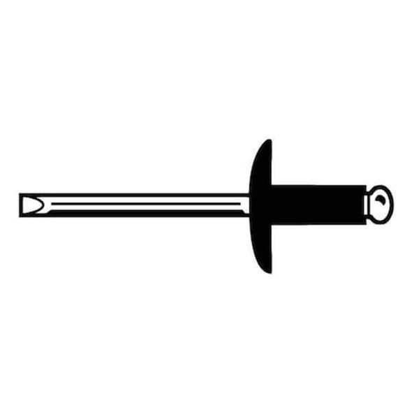 Blind Rivet, Large Flanged Head, 1/8 in Dia., 13/32 in L, Aluminum Body, 500 PK