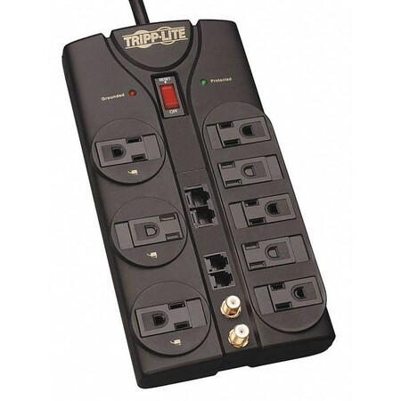 Tripp Lite Power Strip, Surge, 8 5-15R, 5-15P, 10 ft., Black TLP810NET