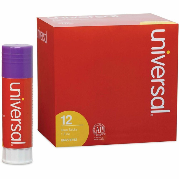 Universal Glue Stick - 1.30 oz - Purple, Clear - 12 / Pack