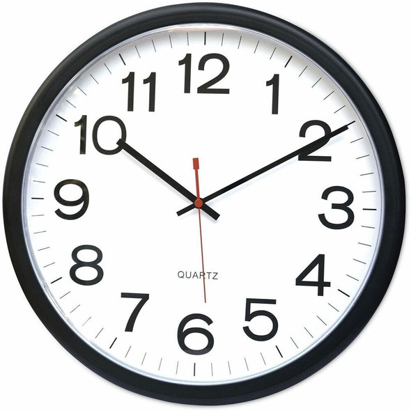 Universal Wall Clock - Analog - Quartz - Black Case - Plastic - 1 Each
