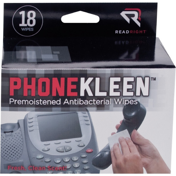 Read Right PhoneKleen Antibacterial Wipes - Pre-moistened - 18 / Box