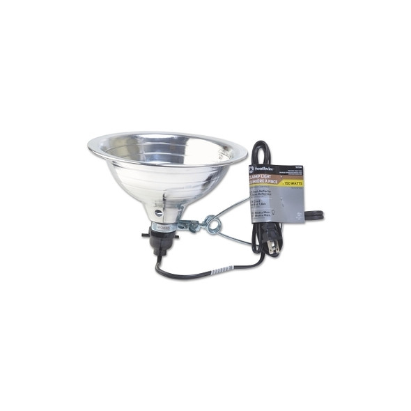 Flood and Clamp Lamp, Vented Aluminum Reflector, 150 W, 6 ft Cord, Incandescent Bulb Not Included