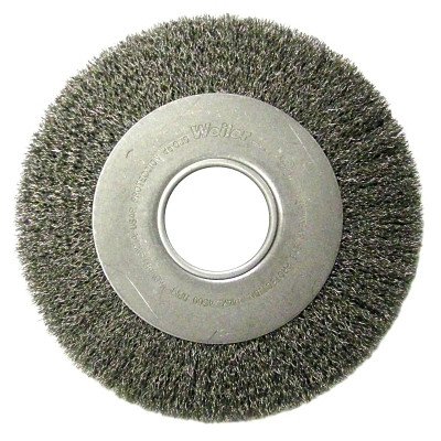 Medium-Face Crimped Wire Wheel, 8 in dia x 1 in W Face, 0.0118 in Steel Wire, 4500 RPM