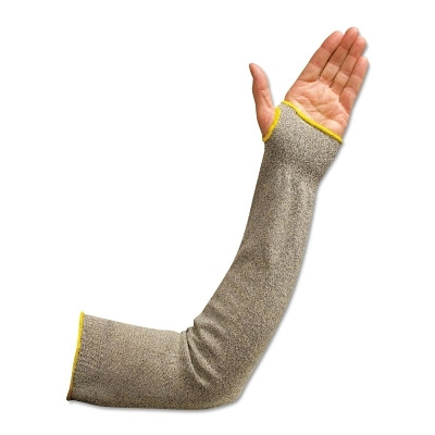 Flame/Cut-Resistant Sleeve w/Thumbhole, 24", Elastic Both Ends, White/Yellow/Bk