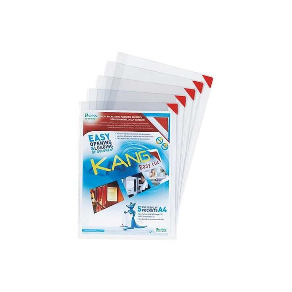 Tarifold Sign Holder,Clear,9/32 in H,Adhesive,PK5 P194750