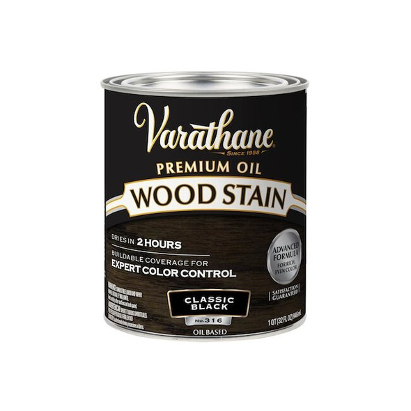 Varathane Premium Wood Stain, Oil Based, Classic Black, 1 Quart 381112