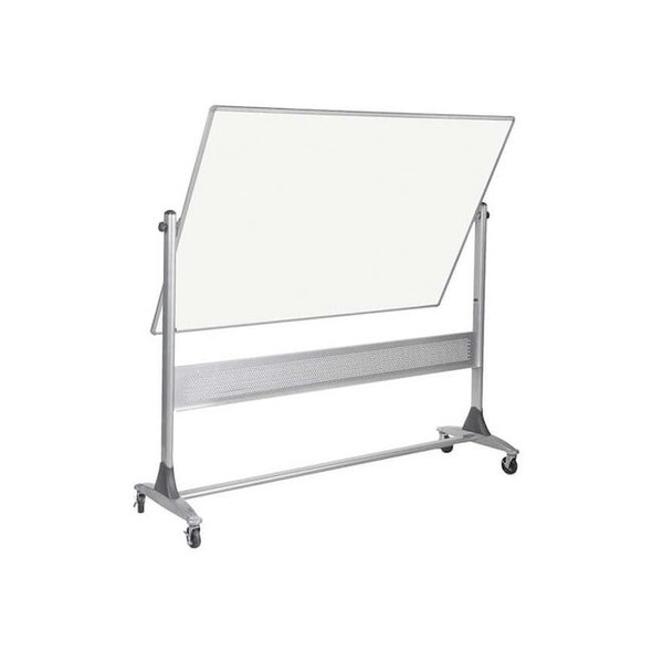 Dry Erase Board, Porcelain, 48 in, 96 in, Aluminum Frame, White, Gloss