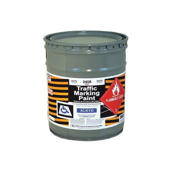 Rae Traffic Zone Marking Paint, 5 gal., White, Alkyd Solvent -Based 2408-05