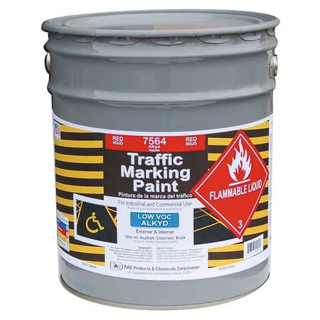 Rae Traffic Zone Marking Paint, 5 Gal., Red, Alkyd Solvent -Based 7564-05