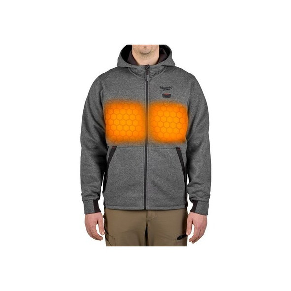 Men's Heated Hoodie, Up to 8 hours Time, Zipper Closure, Gray, Size S