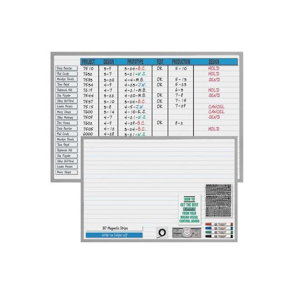 Planning Board, Porcelain, 36 in, 48 in, Aluminum Frame, White/Blue, Gloss