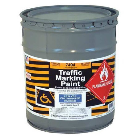 Traffic Zone Marking Paint, 5 Gal., Yellow, Chlorinated Solvent -Based