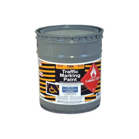 Traffic Zone Marking Paint, 5 Gal., Yellow, Chlorinated Solvent -Based