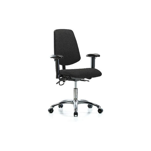 Ergonomic Chair, Adjustable Arms, 19" to 24" Height, Black