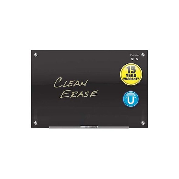 24" H x 36" W Magnetic Glass Dry Erase Board, Gloss, Black Pack of 5