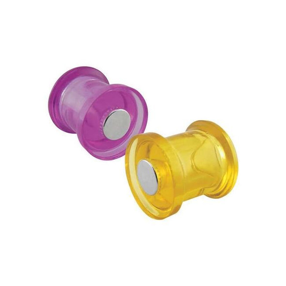 Master Magnetics Magnetic Push Pins,Purple,Yellow,PK10 7509