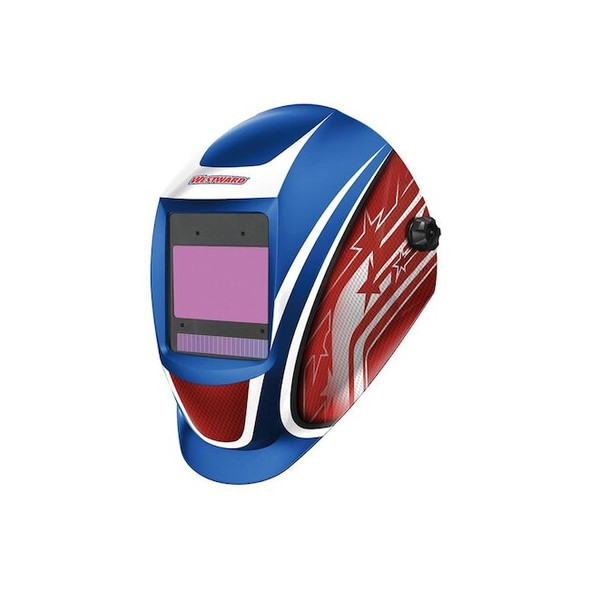 Westward Auto Dark Welding Helmet, Shade 5-8/8-13, Blue/Red/White 44R234