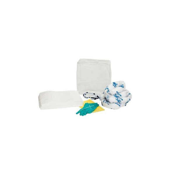 Spill Kit, 10 gal Volume Absorbed per Kit, 9 5/8 gal Capacity, Bag, Clear