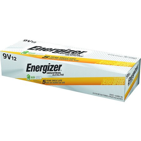 Energizer Industrial 9V Alkaline Battery, 9V DC, PK12 EN22