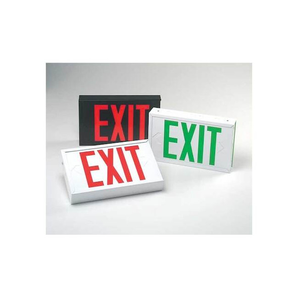 Exit Sign, Black, 2 Face(s), LED, Universal Mount, Nickel Cadmium
