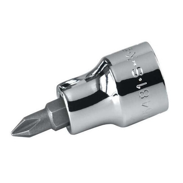3/8 in Drive Pozidriv(R) Socket Bit SAE No. 2 Tip, 2 45/64 in L