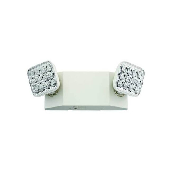 LED Emergency Light, Dual Lamp Head, Damp Location, UL Listed, White Housing