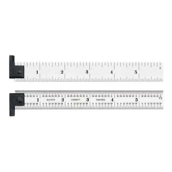 Starrett Steel Rule,4R,6 L x 3/4 In W,Chrome,Hook CH604R-6