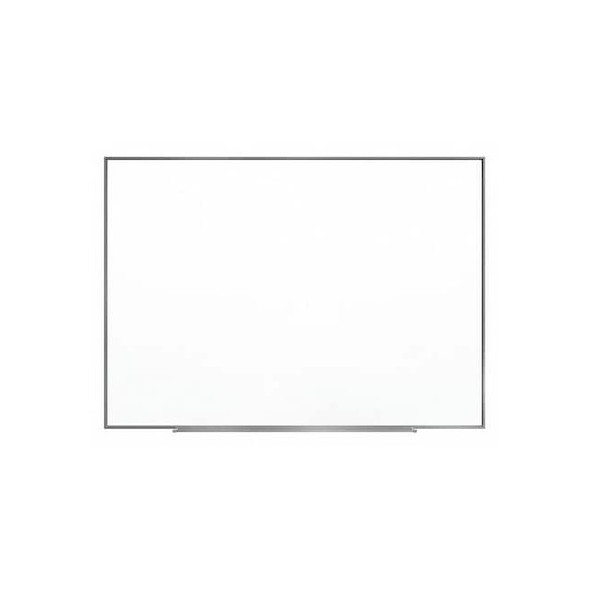 Dry Erase Board, Steel, 36 in, 48 in, Aluminum Frame, White, Gloss