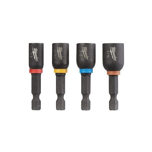 Milwaukee Tool SHOCKWAVE Magnetic Nut Driver Set, 1 7/8 in L, 4-Piece 49-66-4562