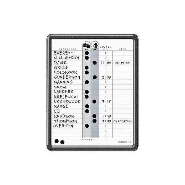 In/Out Board, Porcelain, 14 in, 11 in, Plastic Frame, White/Gray, Gloss