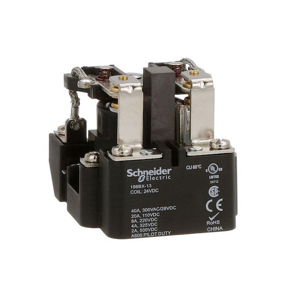 Schneider Electric Surface, Open Power Relay, Octal, 40 A, 8, Screw 199BX-13