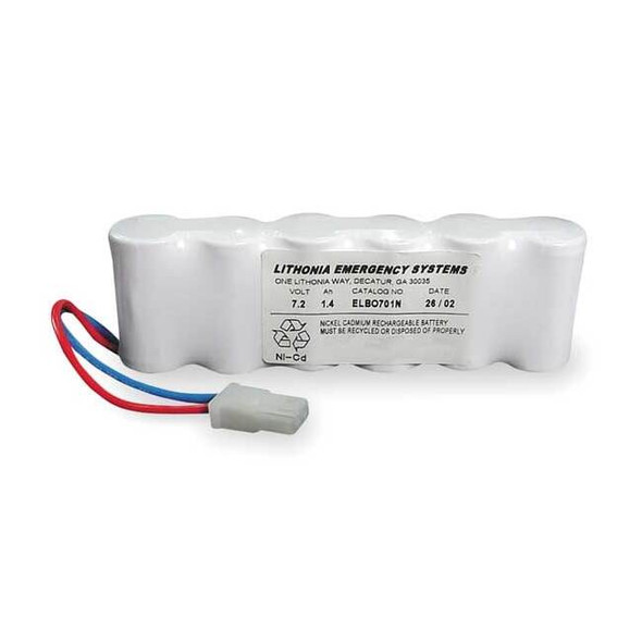 Lithonia Lighting Battery,Nickel Cadmium,7.2V,1.4A/HR. ELB0701N