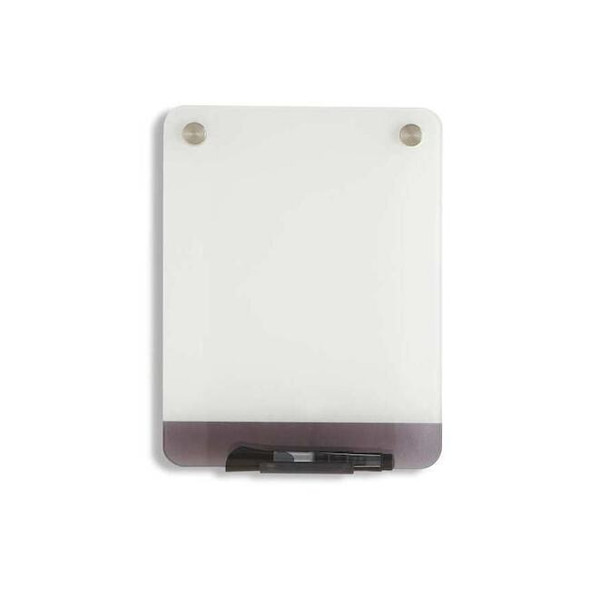 Iceberg Dry Erase Board, Glass, 12 in, 9 in, No Frame Frame, White, Gloss 31110