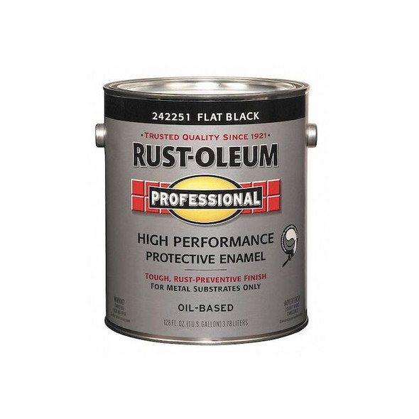 Rust-Oleum Interior/Exterior Paint, Flat, Oil Base, Black, 1 gal 242251