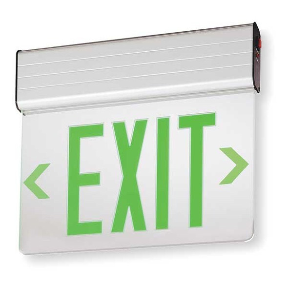 Edge-lit Exit Sign, Silver, 1 Face(s), LED, Universal Mount, Nickel Cadmium