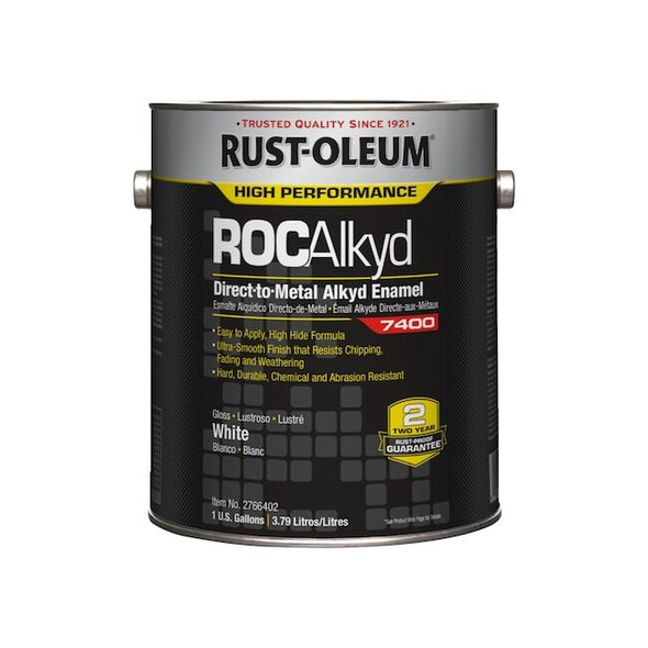 Rust-Oleum Interior/Exterior Paint, High Gloss, Oil Base, White, 1 gal 2766402