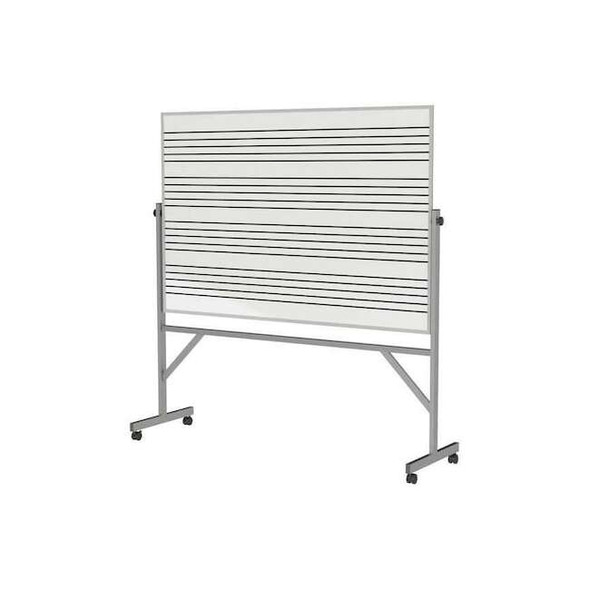 Music Staff Board, Porcelain, 78 1/4 in, 77 in, Aluminum Frame, White, Matte