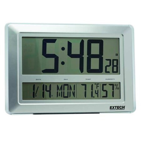 Extech Clock Digital Hygrometer,23 to 122 F CTH10A