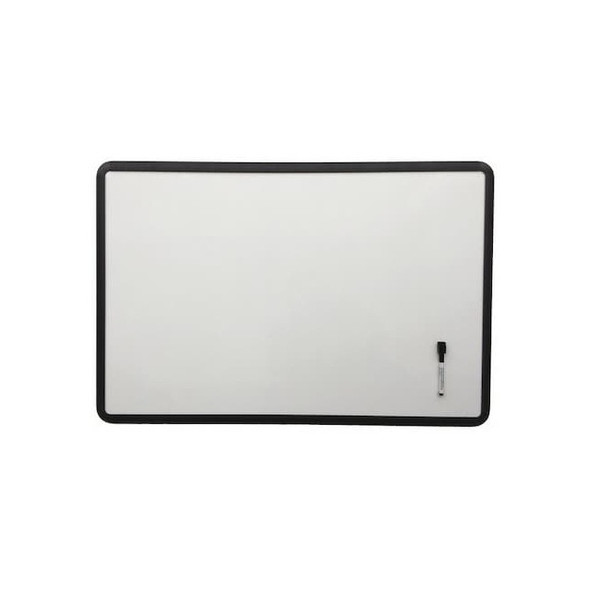 Dry Erase Board, Steel, 36 in, 48 in, Aluminum Frame, White, Gloss