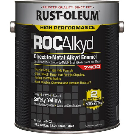 Interior/Exterior Paint, High Gloss, Oil Base, Safety Yellow, 1 gal