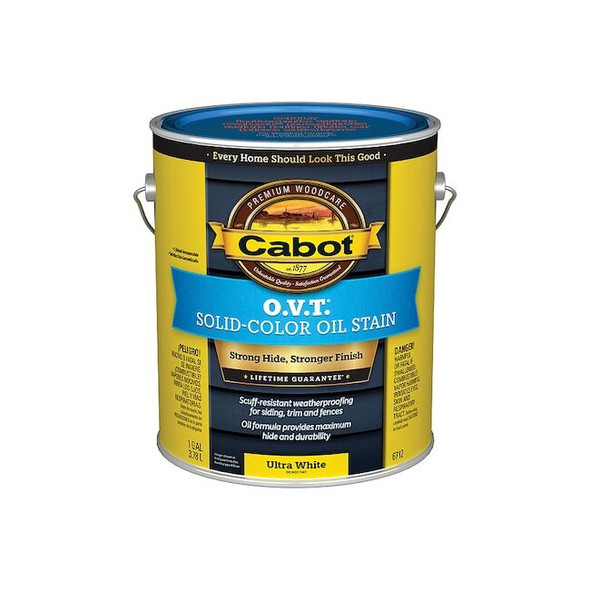Cabot Solid Oil Stain,Ultra White,Flat,1 gal. 140.0006712.007