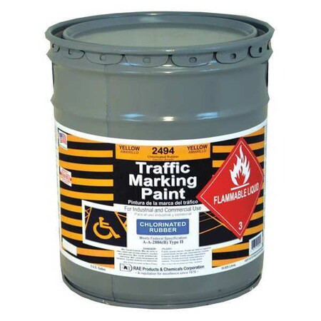 Traffic Zone Marking Paint, 5 Gal., Yellow, Chlorinated Solvent -Based