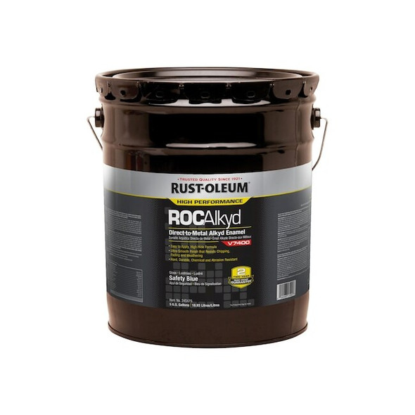 Interior/Exterior Paint, High Gloss, Oil Base, Safety Blue, 5 gal