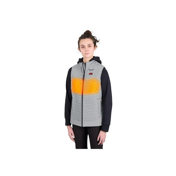 Axis Heated Vest, Polyester, 2 to 8 hours Heating Time, 3 Heat Settings, Gray, S