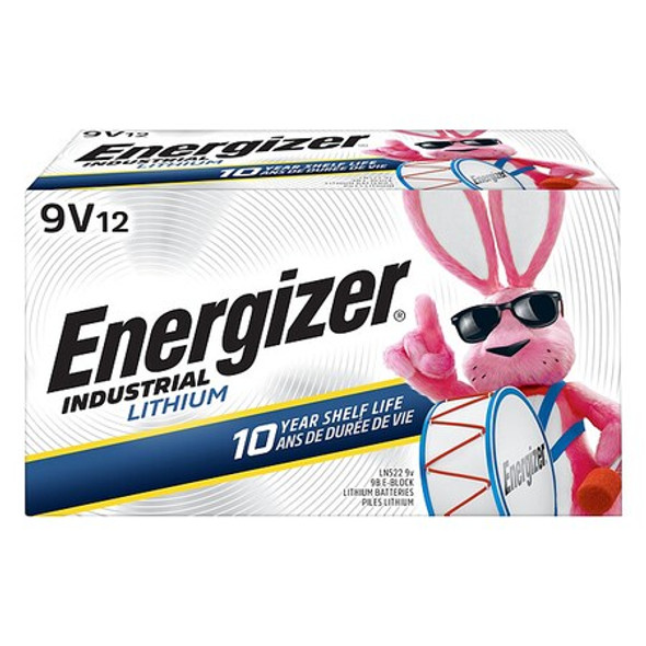 Energizer Industrial Lithium Lithium Battery, 9V 9V DC 12 PK LN522