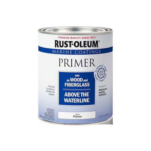 Marine Coatings Wood and Fiberglass Primer, Flat, White, 1 Quart
