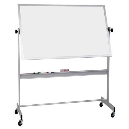 Dry Erase Board, Porcelain, 48 in, 96 in, Aluminum Frame, White, Gloss