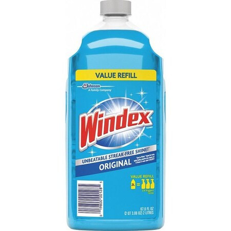 Liquid Glass and Surface Cleaner, 67.6 oz., Blue, Unscented, Bottle, 6 PK